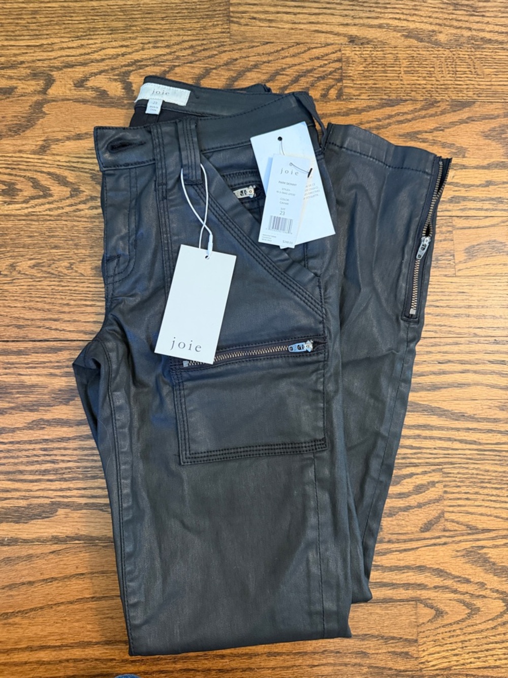 Joie Black Faux Leather Zip Pocket Skinny Pants